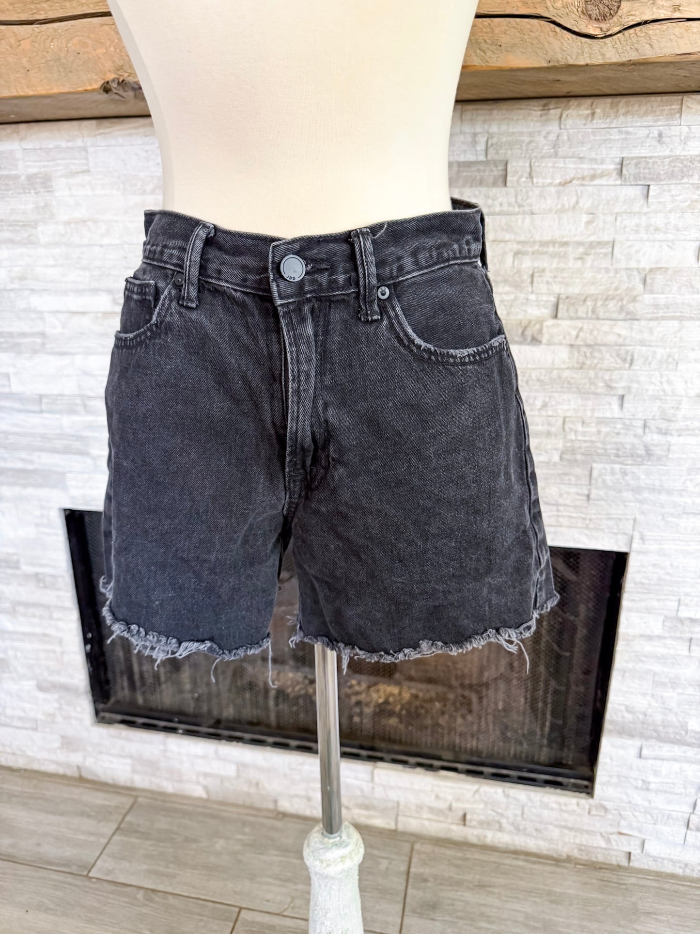 Black Frayed Hem Shorts by JBD - Size Med