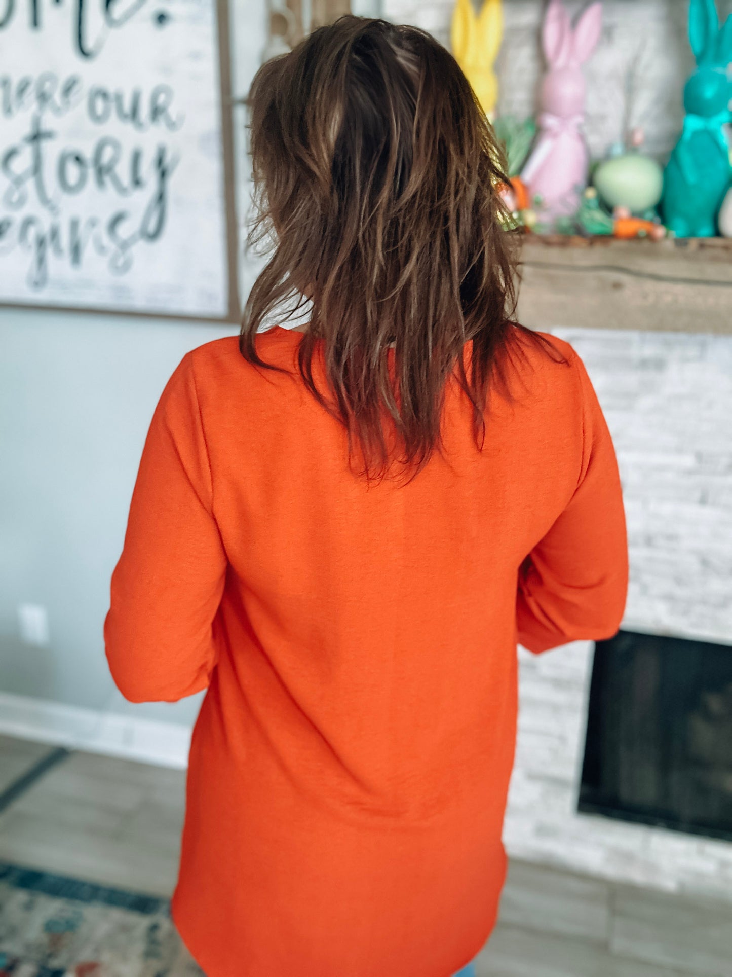 Rust Colored Blouse with 3/4" Sleeves - Size Med