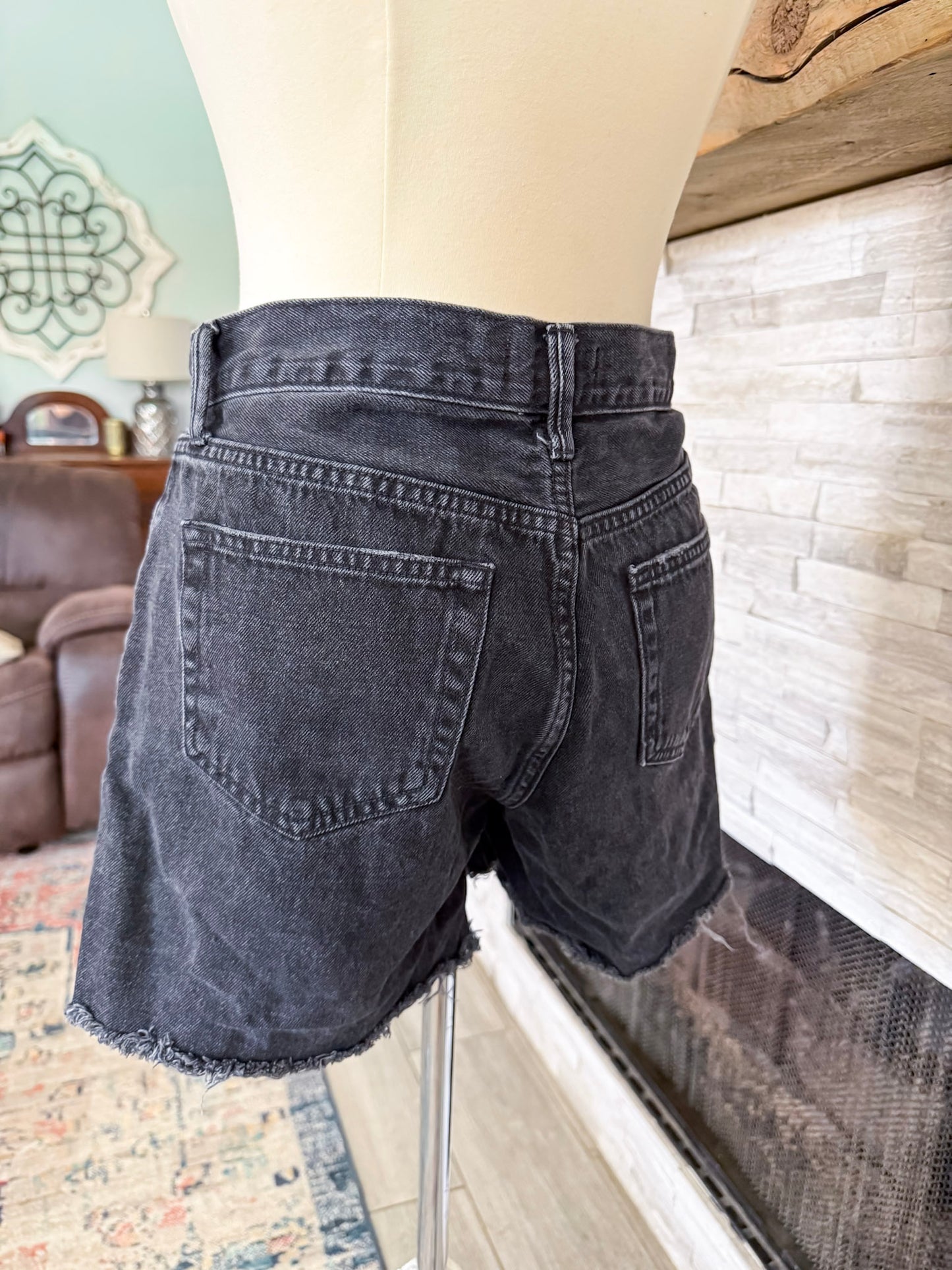 Black Frayed Hem Shorts by JBD - Size Med