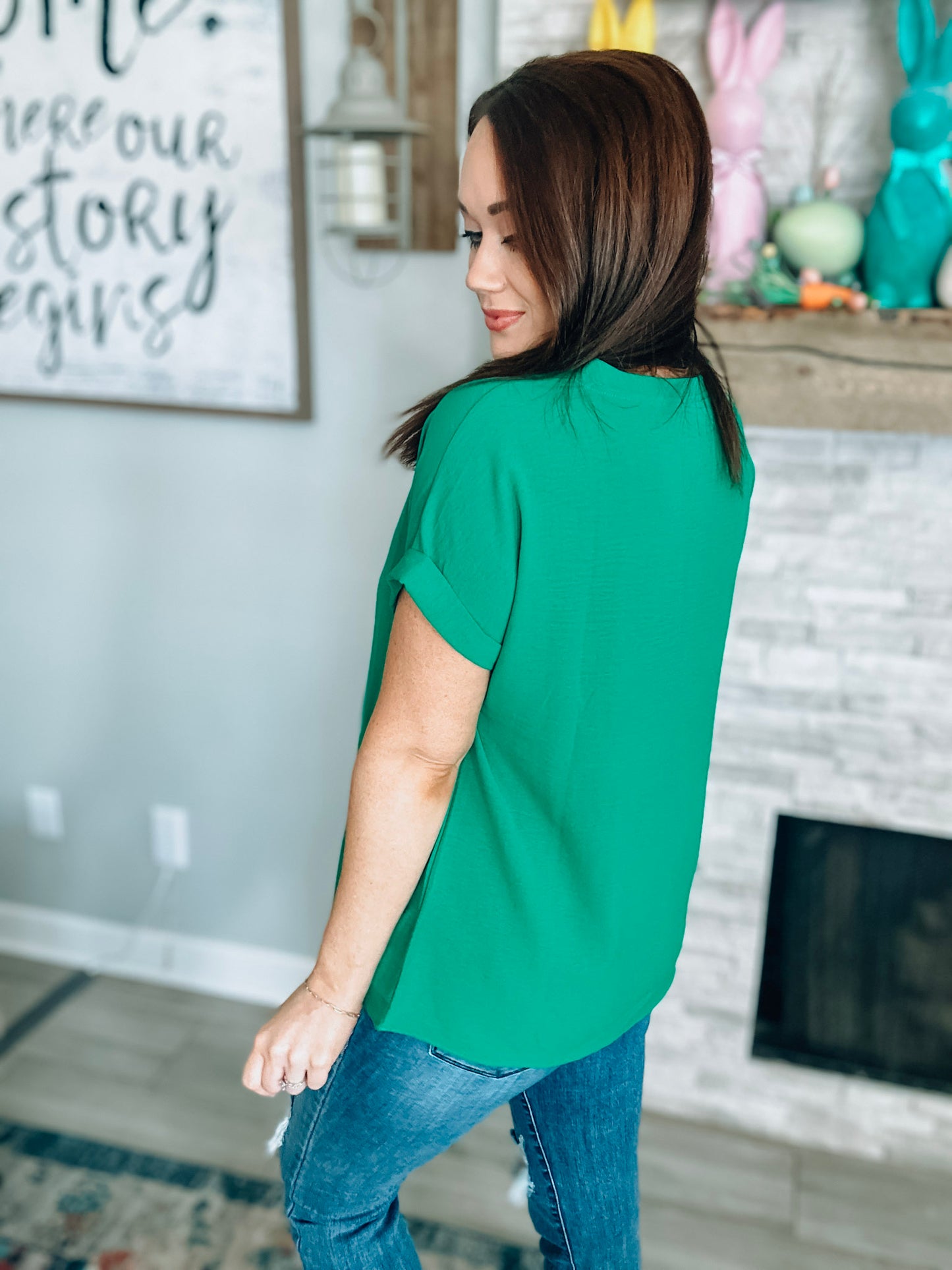 Kelly Green Boxy Top - Size Medium