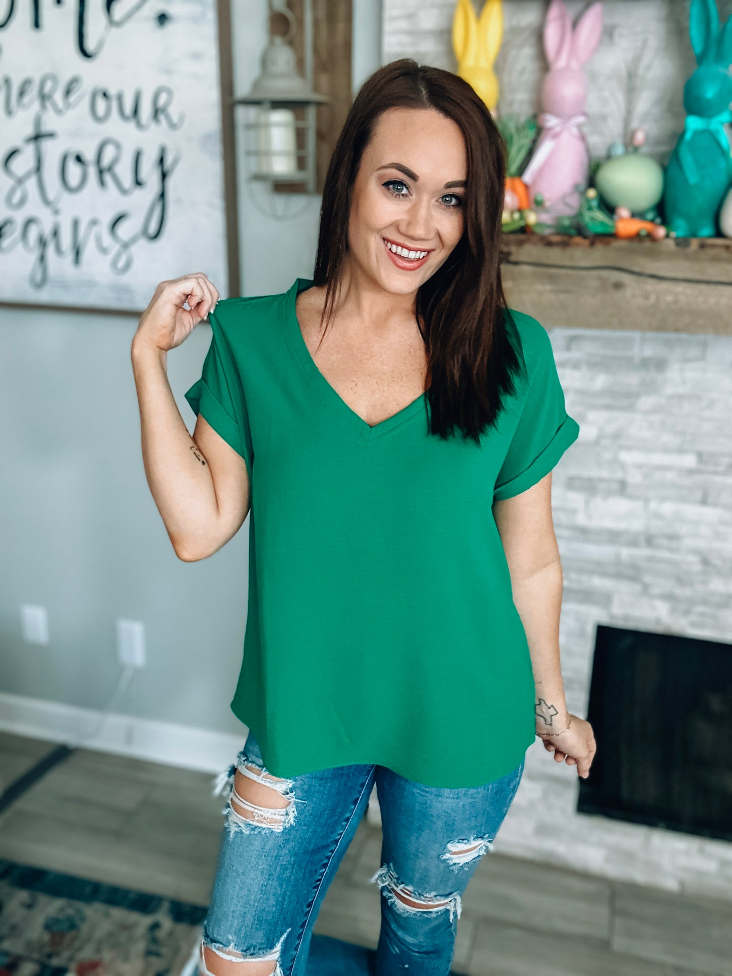 Kelly Green Boxy Top - Size Medium