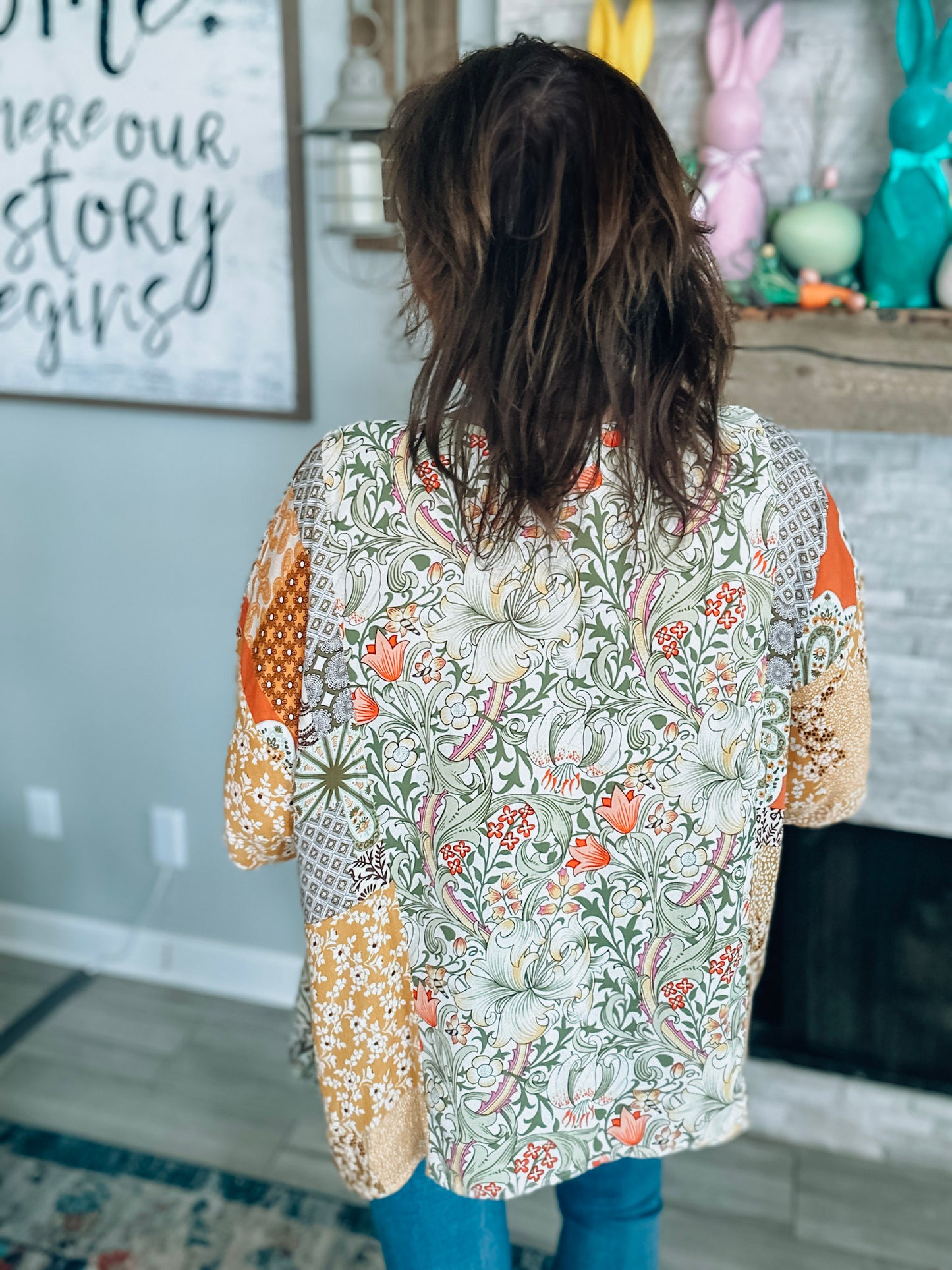 Floral Print Poncho Style Blouse - Size Med