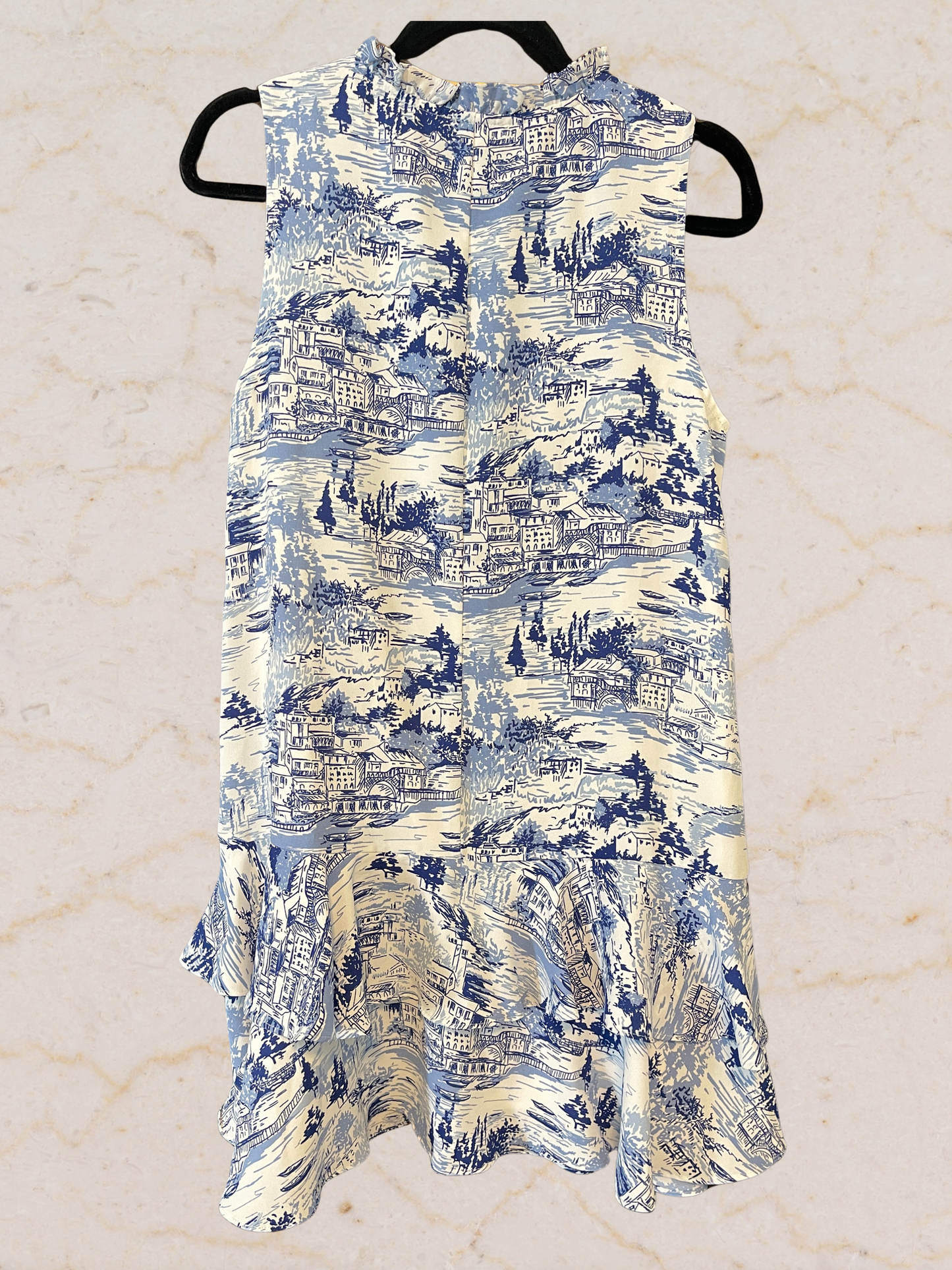 Blue Ruffle Hem Sleeveless Dress - Small
