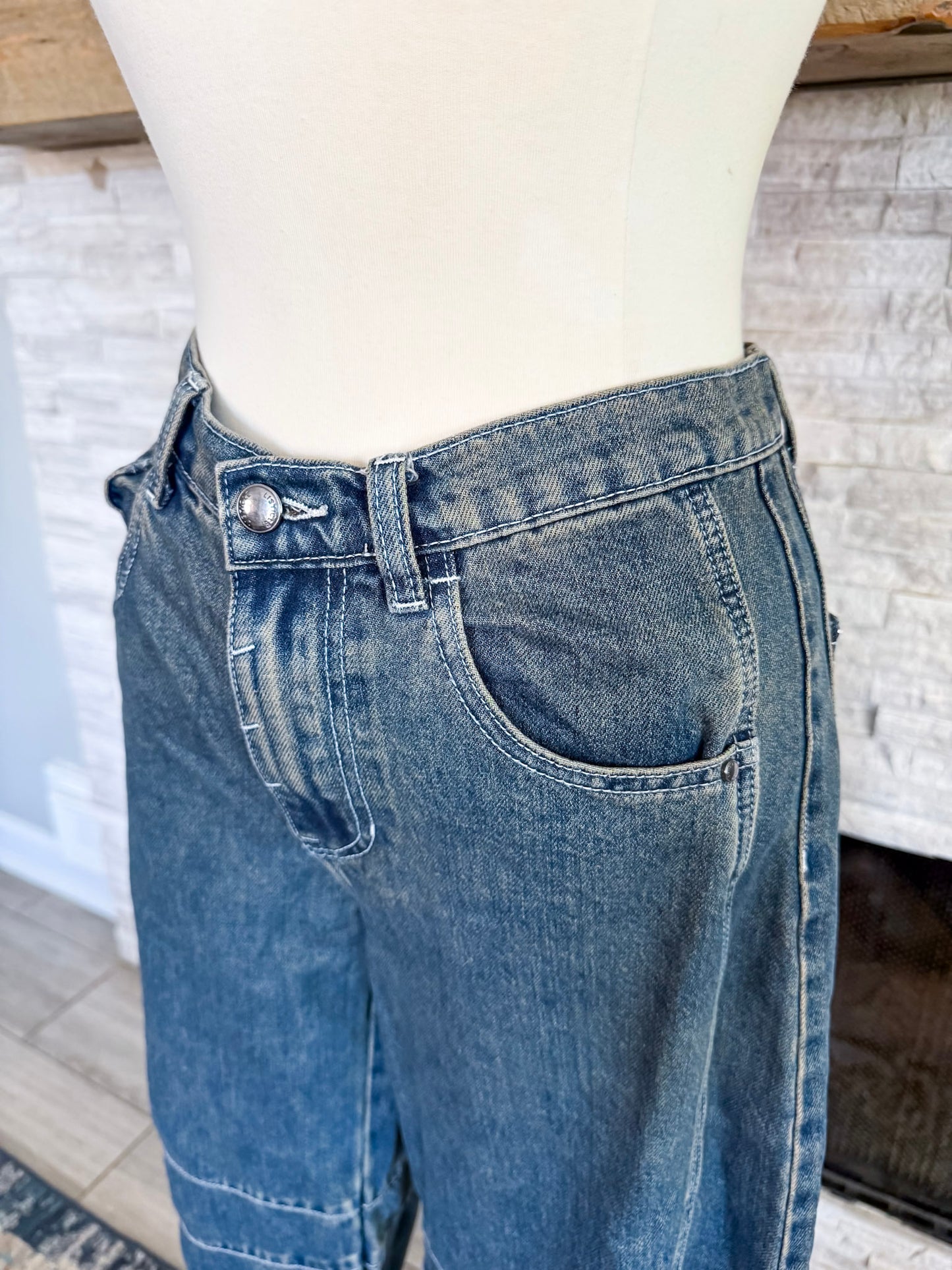 Baggy Barrel Jeans Dark Denim by Listicle - Size XS