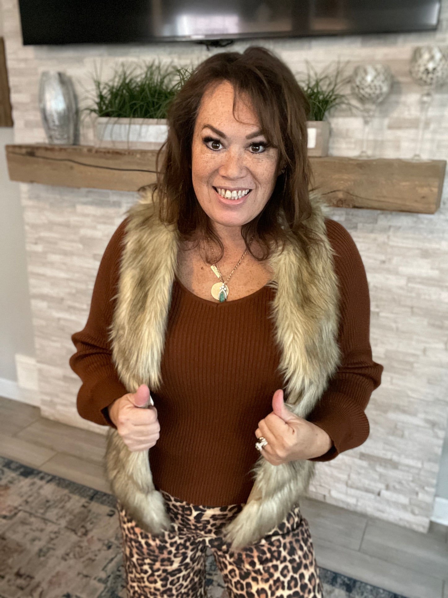 Faux Fur Vest NWT - Size Large