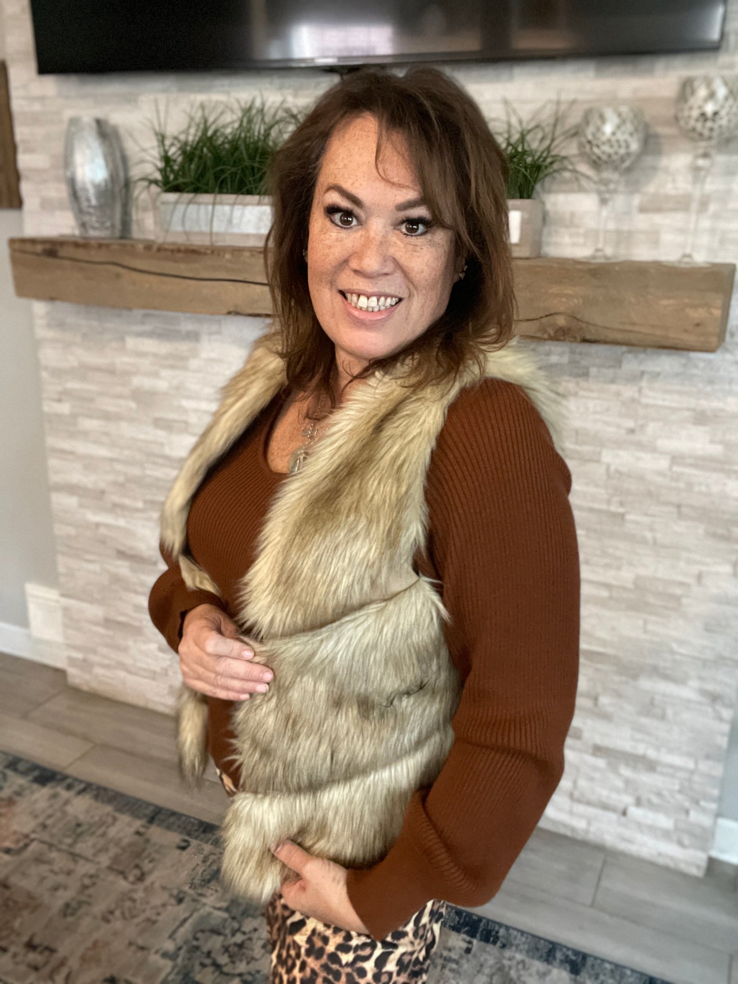 Faux Fur Vest NWT - Size Large