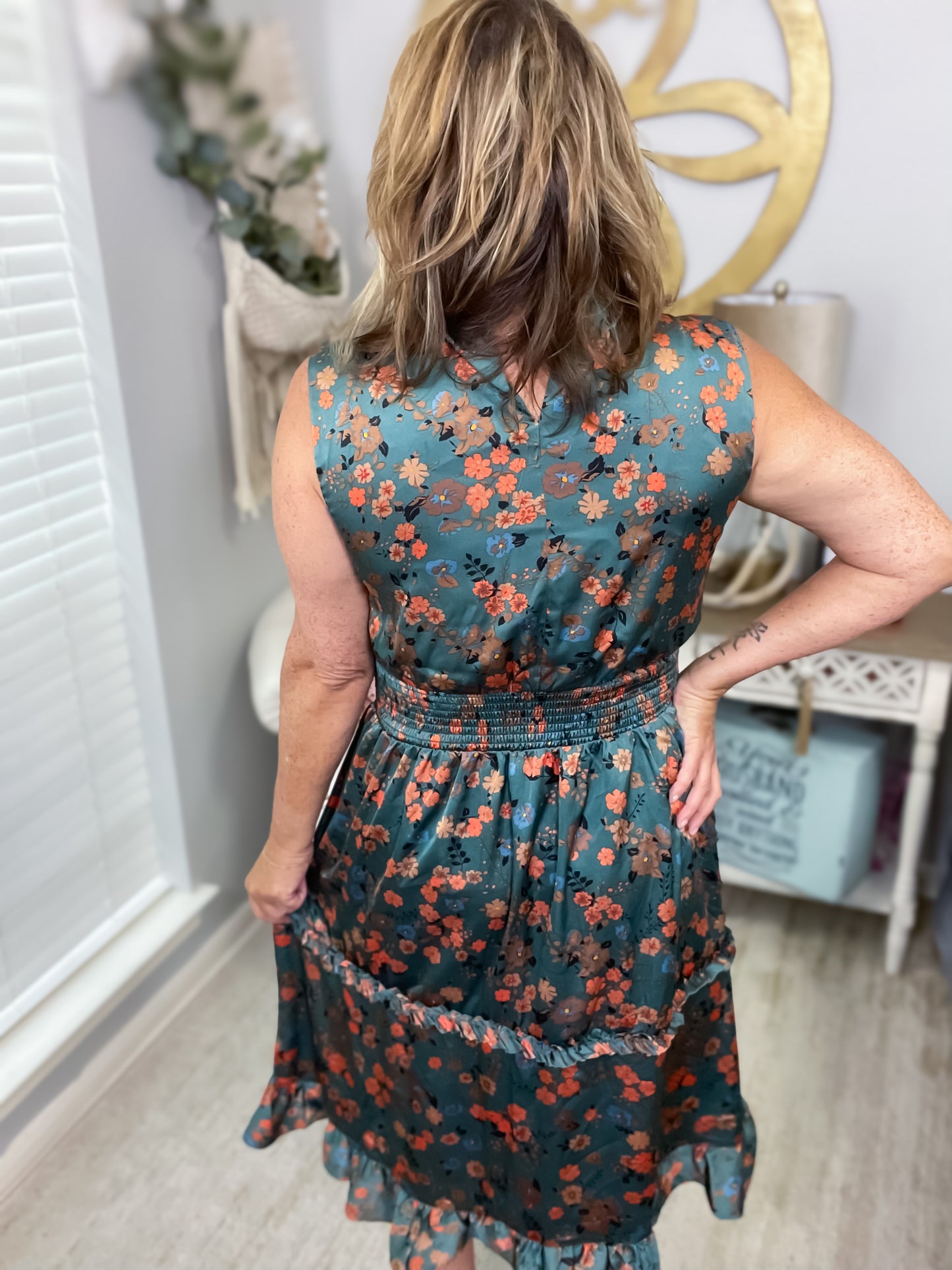 Flower Print Smocked Waist Dress by THML NWT - Size XL