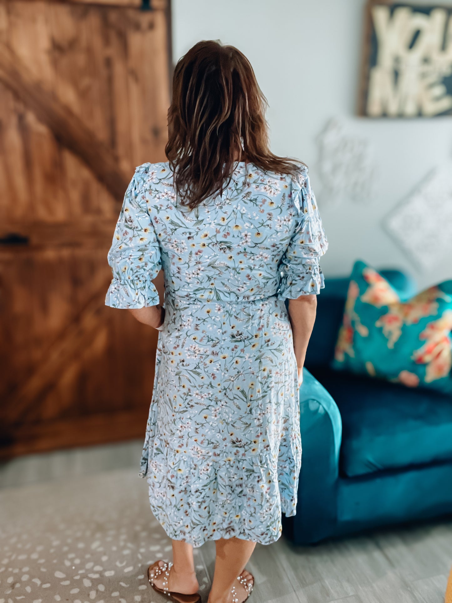Blue Floral Dress NWOT - Size Medium