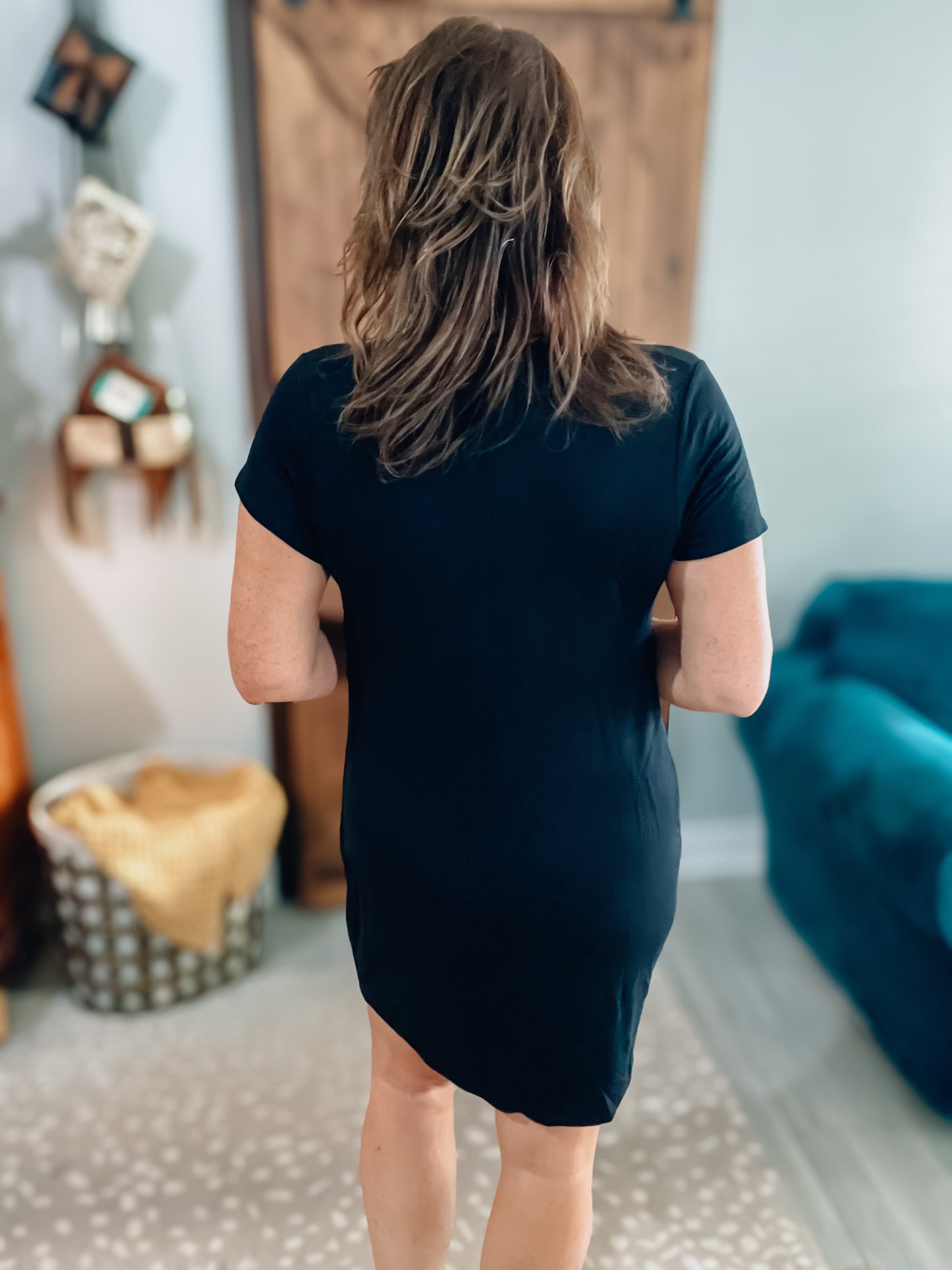 Black Neck Cutout T-Shirt Style Dress - Size Med