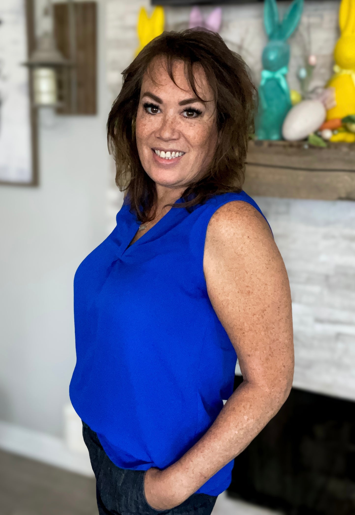 Royal Blue Sleeveless Top - Size Med