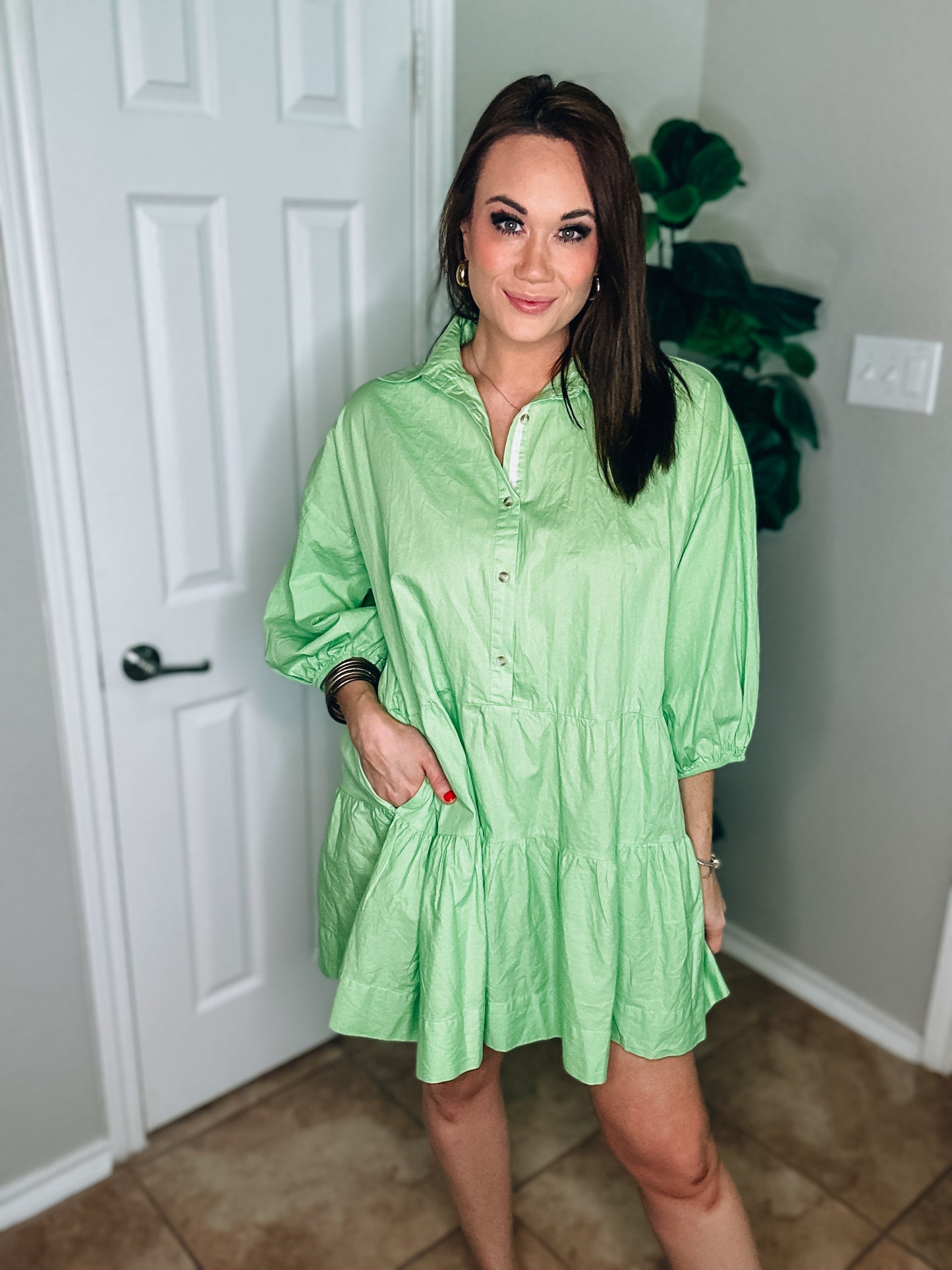 Puff Sleeve Oversized Mini Dress in Sherbert - Size Small