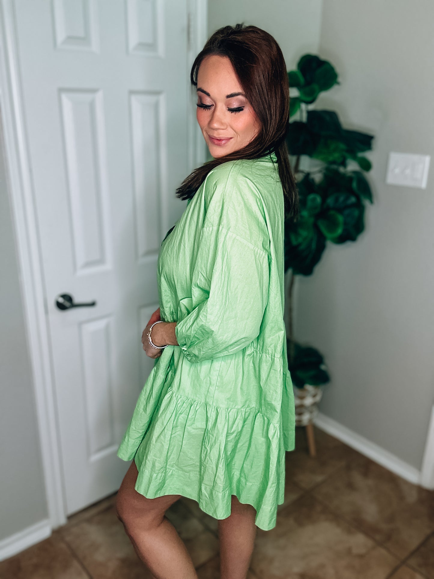 Puff Sleeve Oversized Mini Dress in Sherbert - Size Small