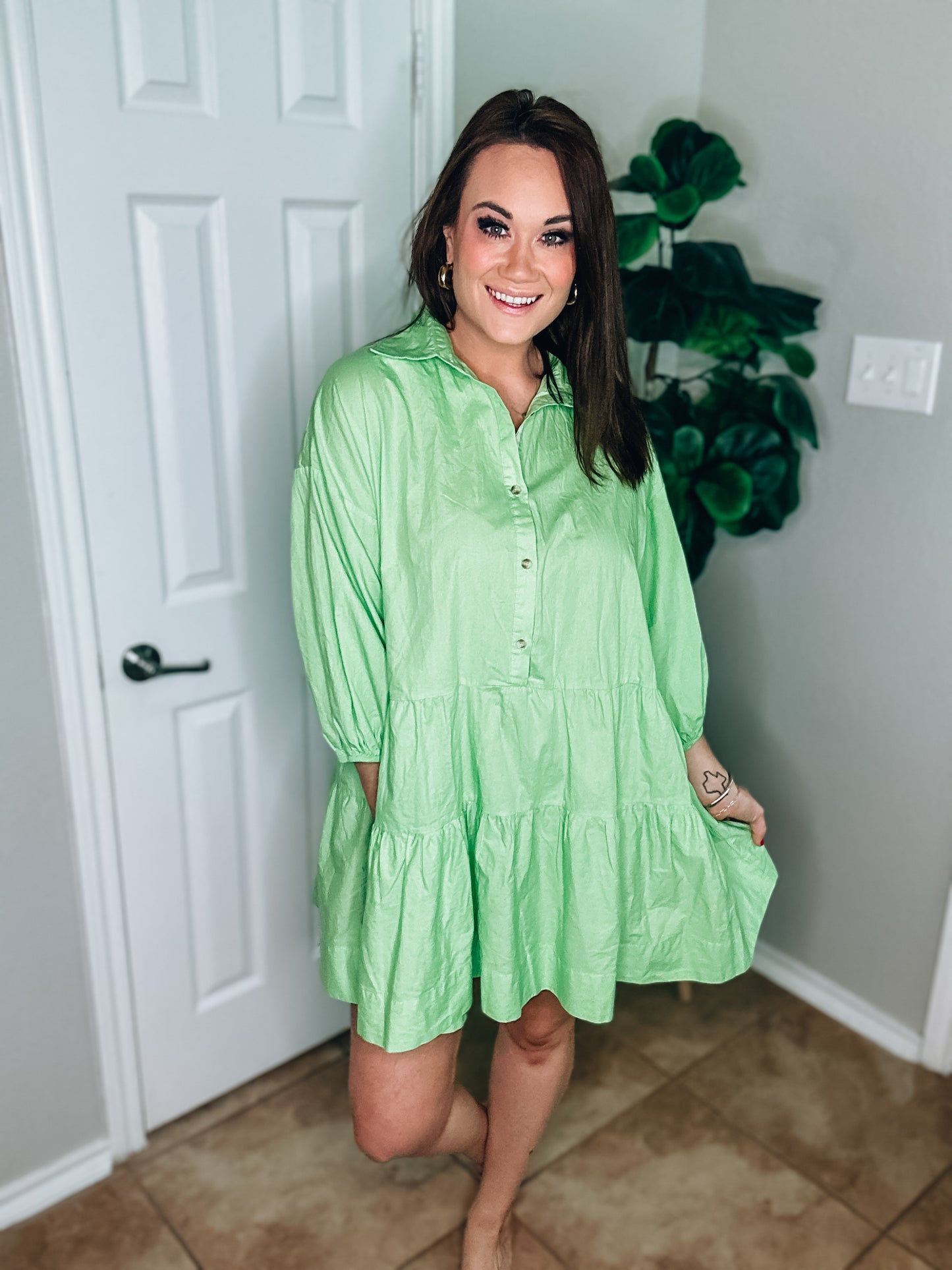 Puff Sleeve Oversized Mini Dress in Sherbert - Size Small