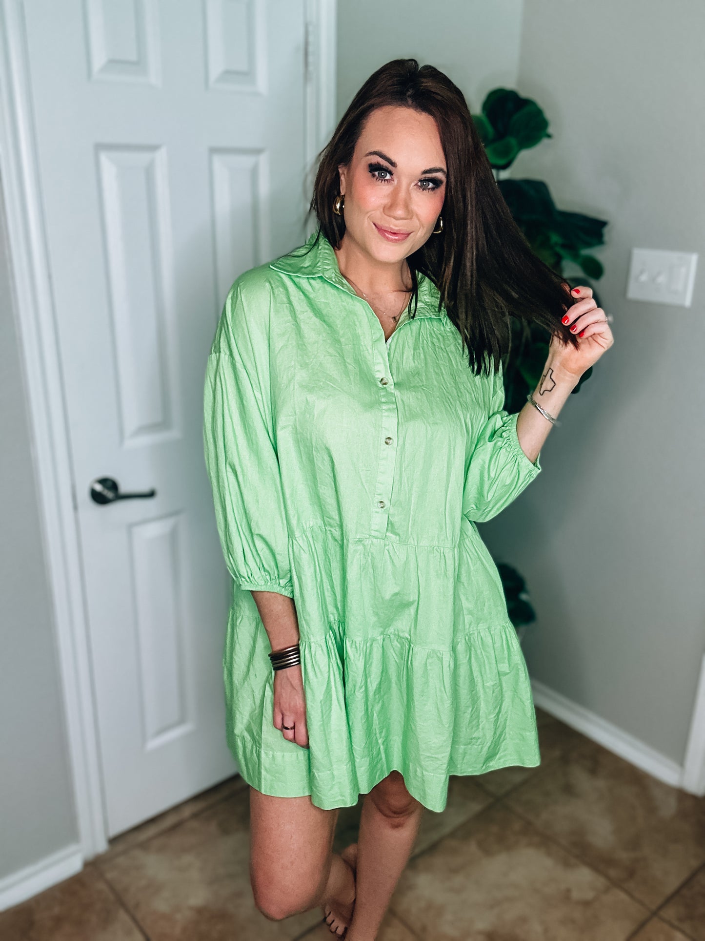 Puff Sleeve Oversized Mini Dress in Sherbert - Size Small
