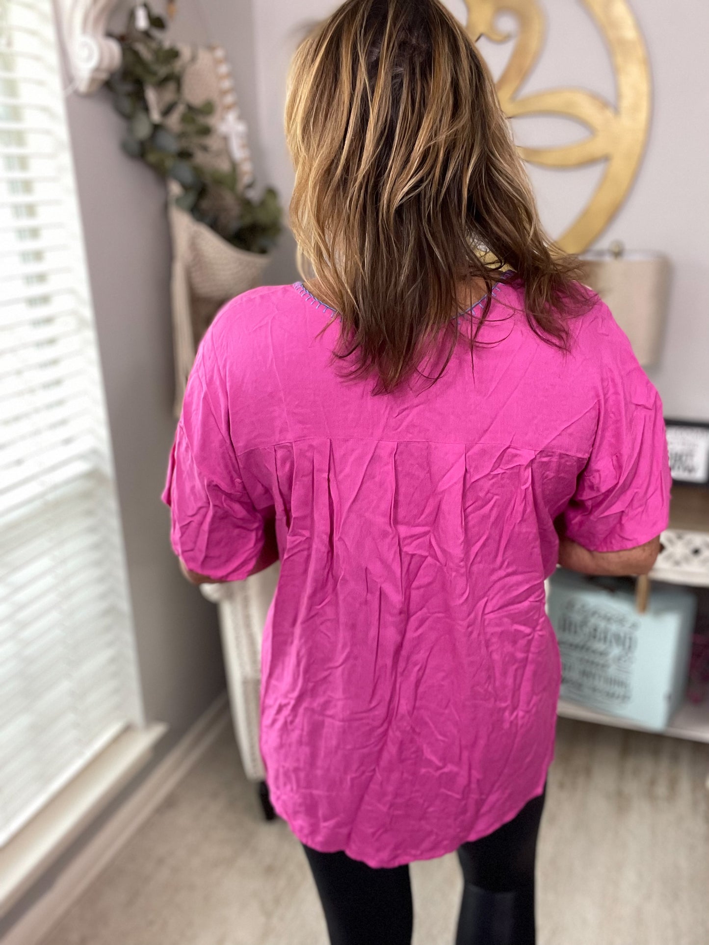 Pink Embroidered Fiesta Top by Layerz - Size 2X