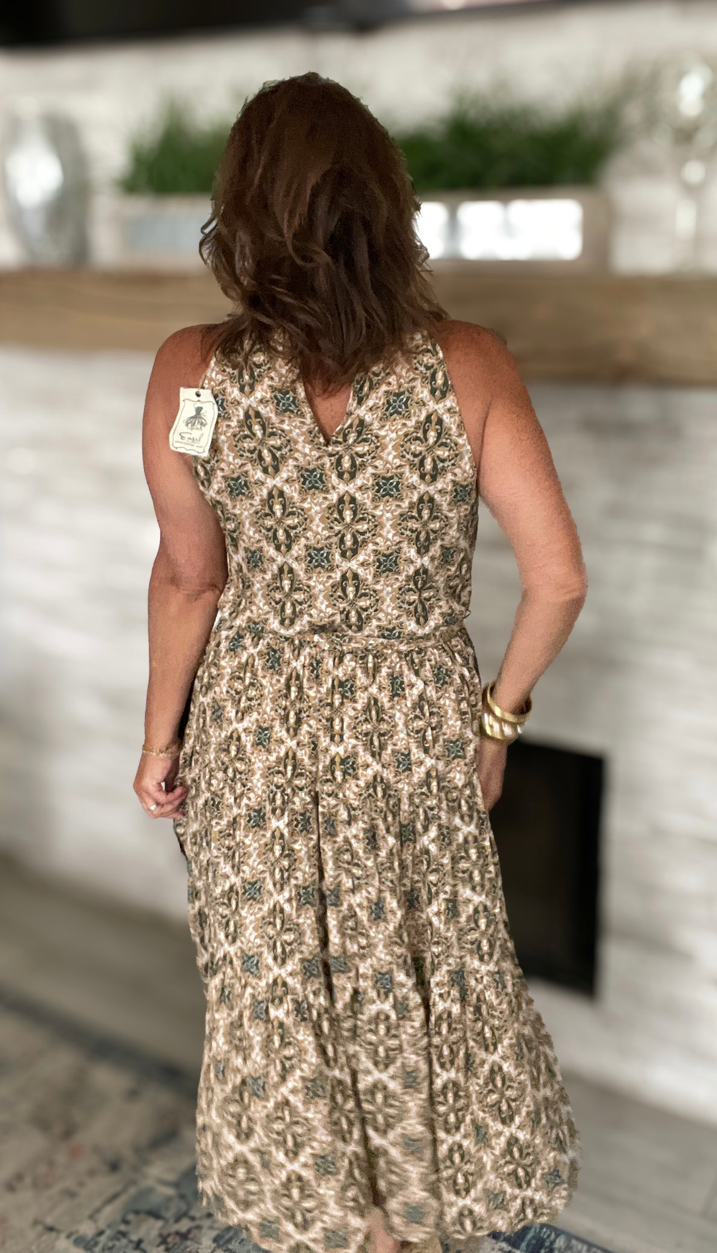 Olive/Tan Maxi Dress NWT - Large