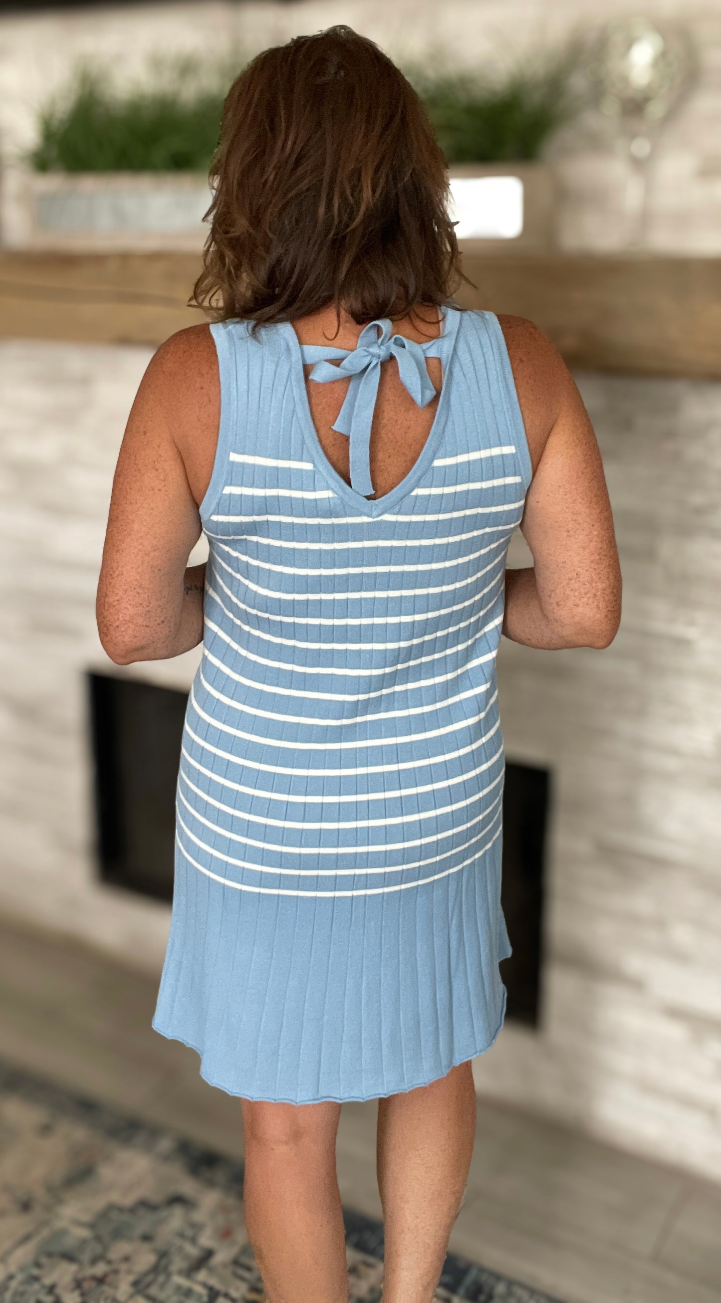 Stripped Knit Dress Blue/White NWT - Size Large