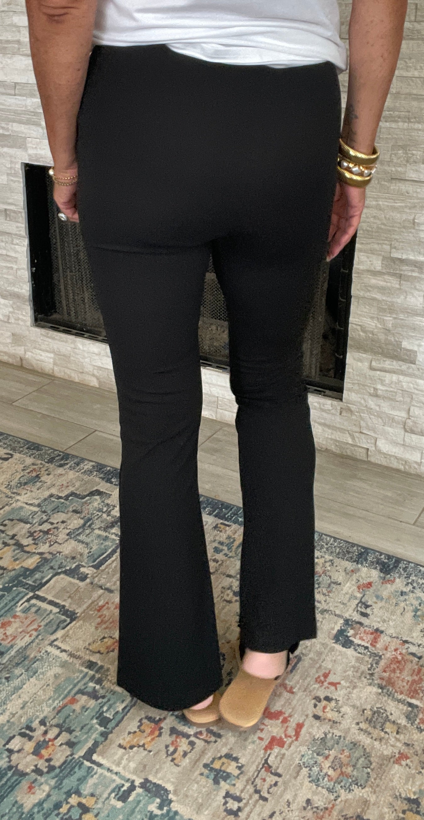Black Wide Leg Pants With Front Slits - Size Med