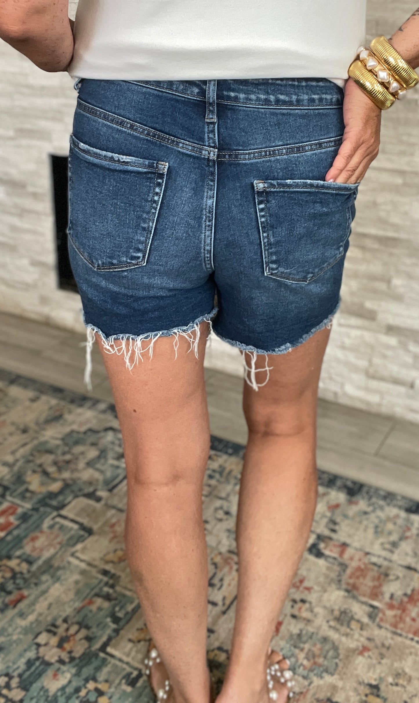 Vervet High Rise Frayed Hem Shorts - Size Med