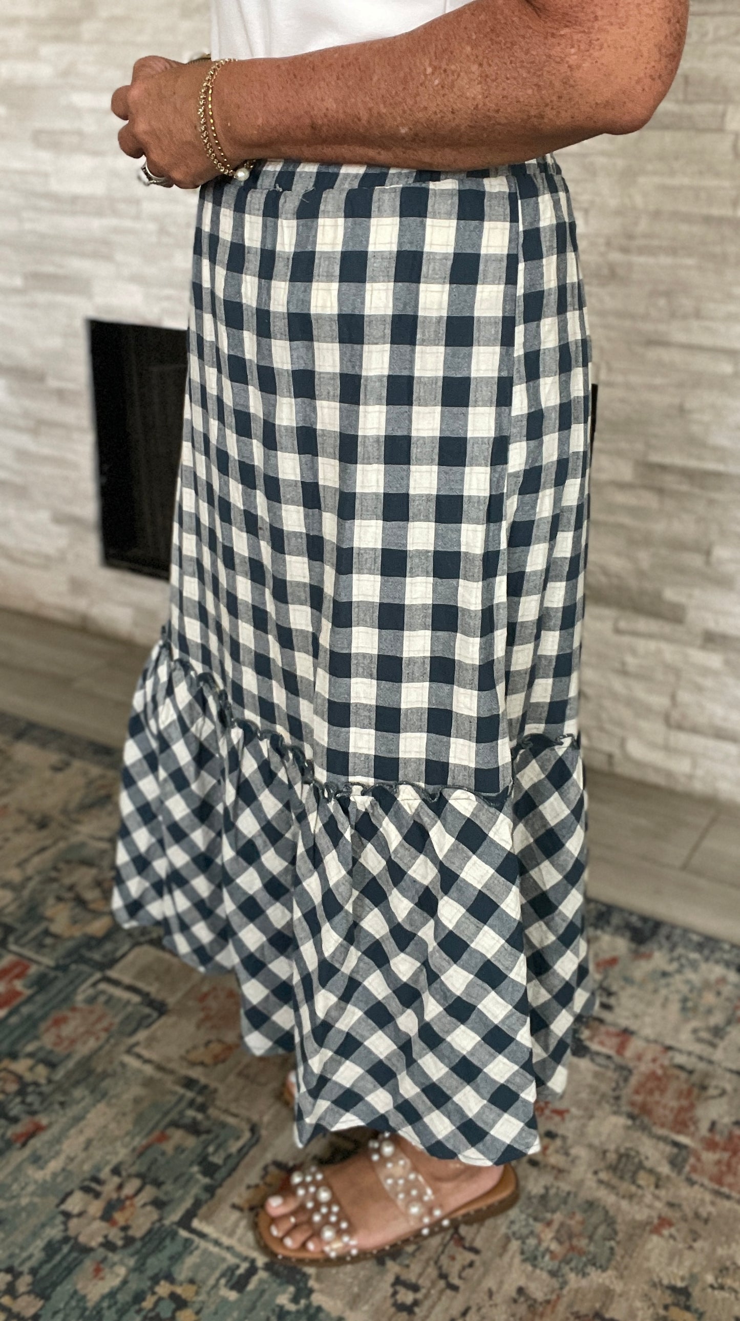 Navy Gingham Skirt by Hayden - Size Med