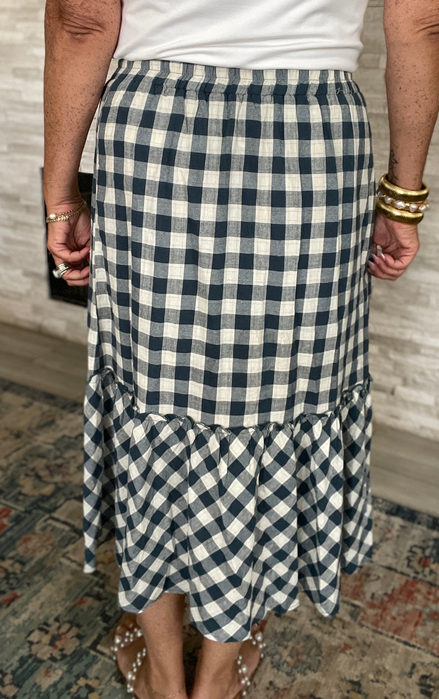 Navy Gingham Skirt by Hayden - Size Med