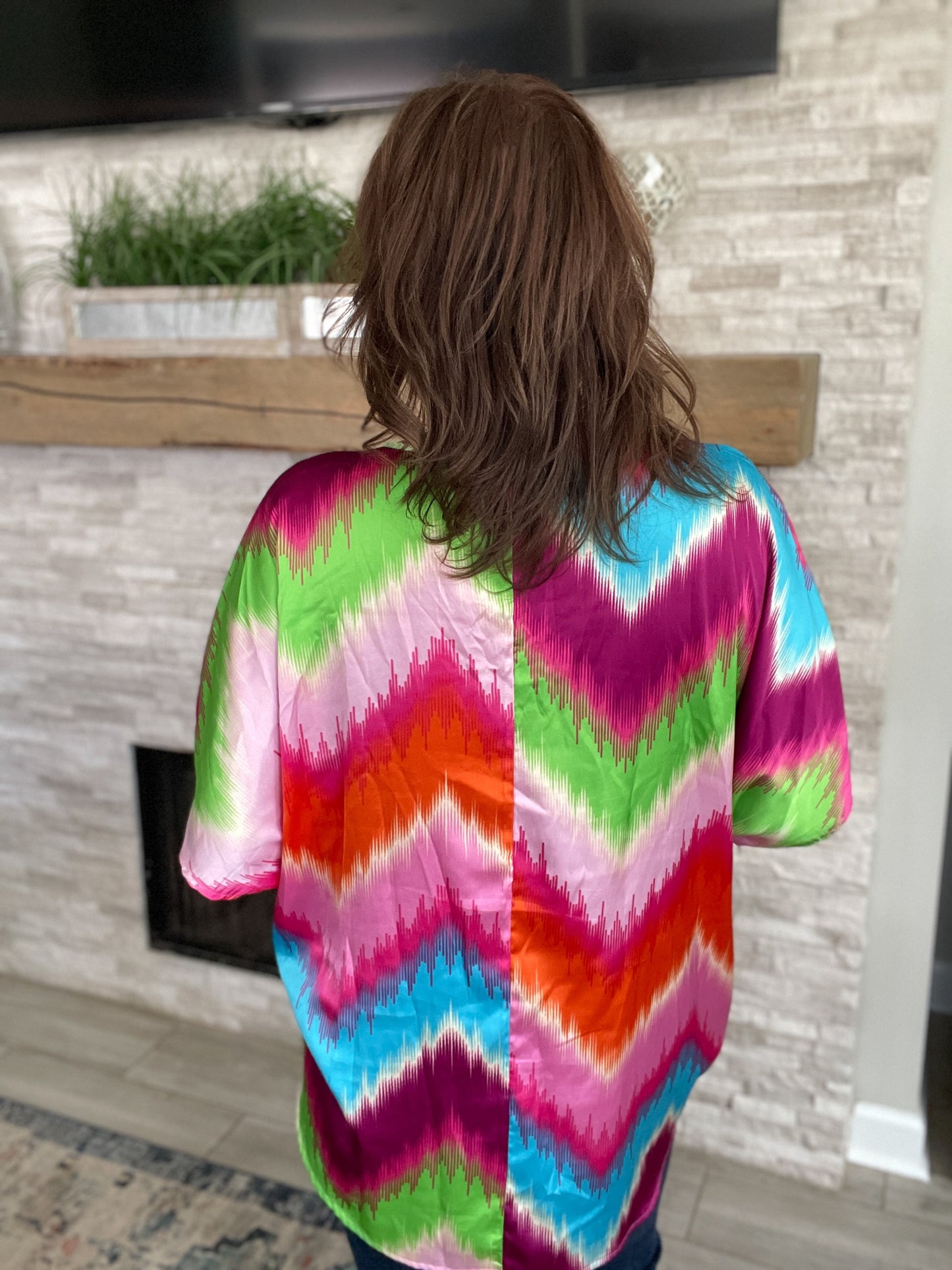 Pink Multicolor Oversized Blouse by Jodifl - Size Large