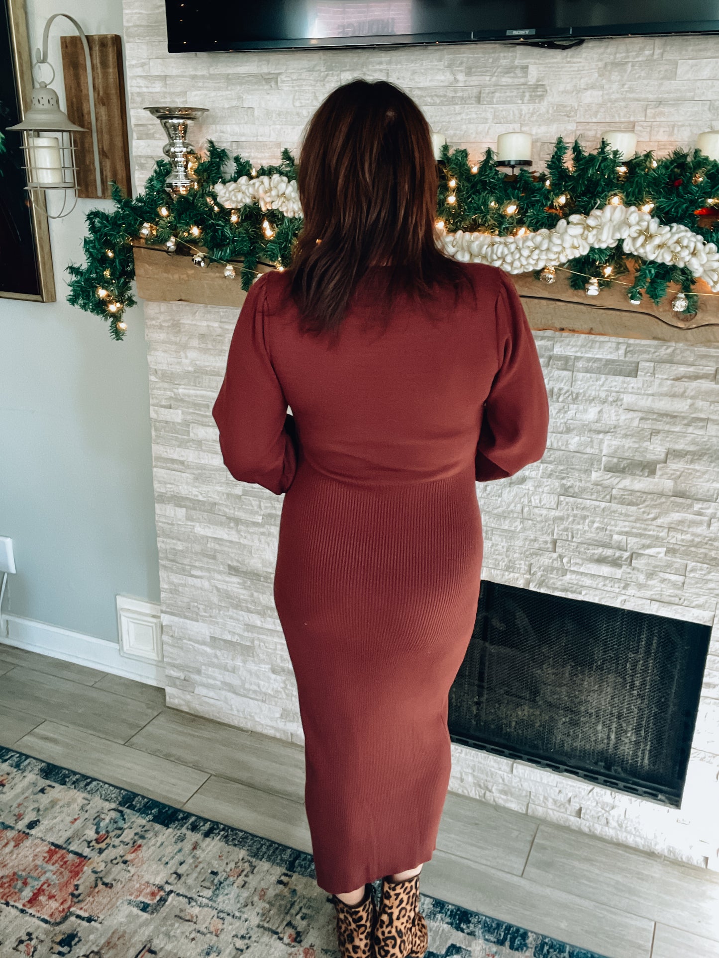 Brown Knit Pullover Sweater Dress NWT - Size Large