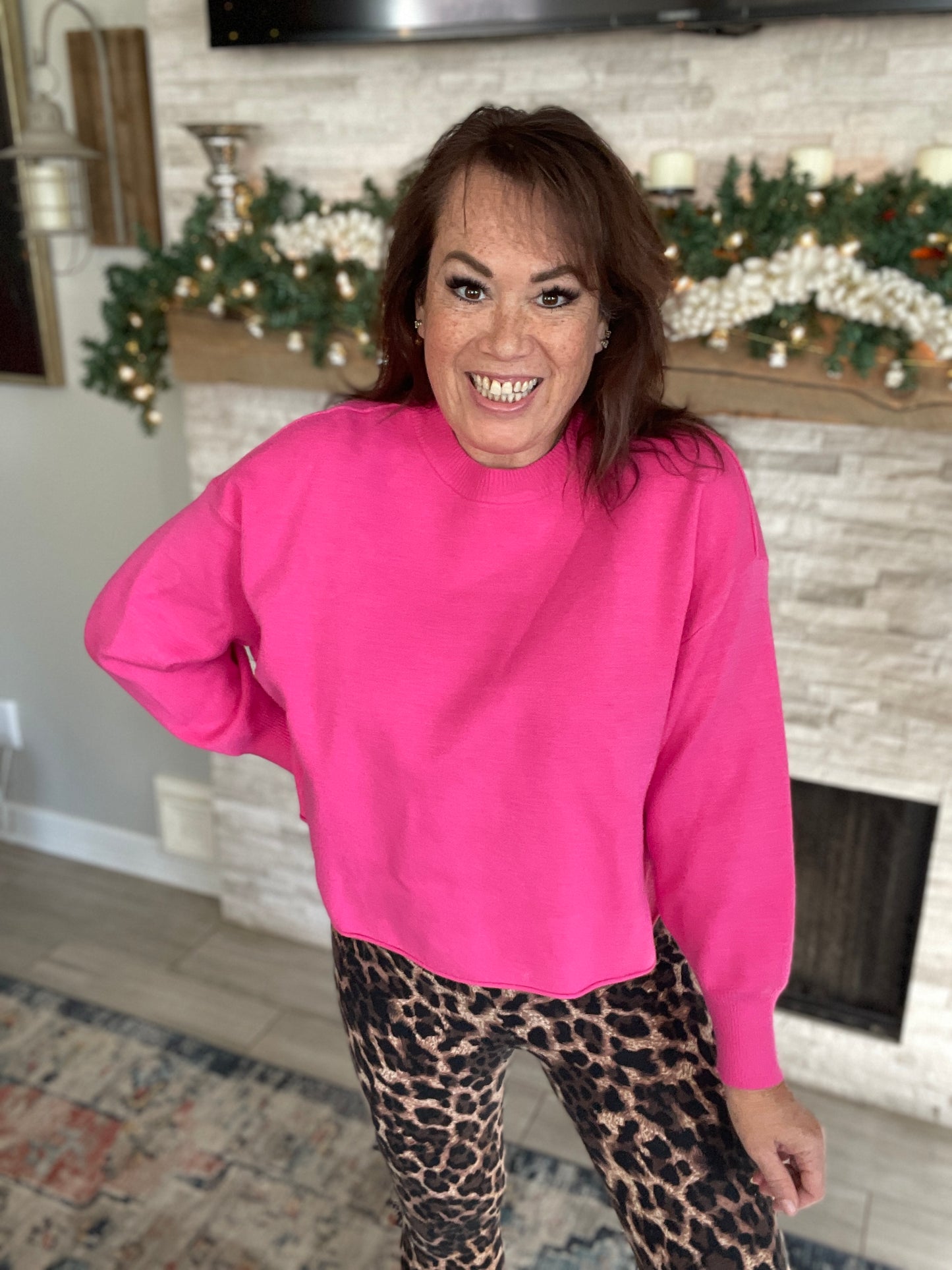 Pink Long Sleeve Sweater - Size Medium