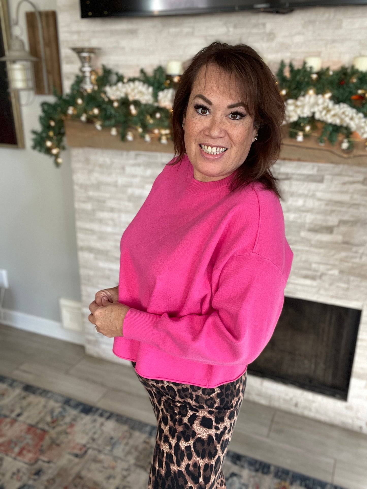 Pink Long Sleeve Sweater - Size Medium