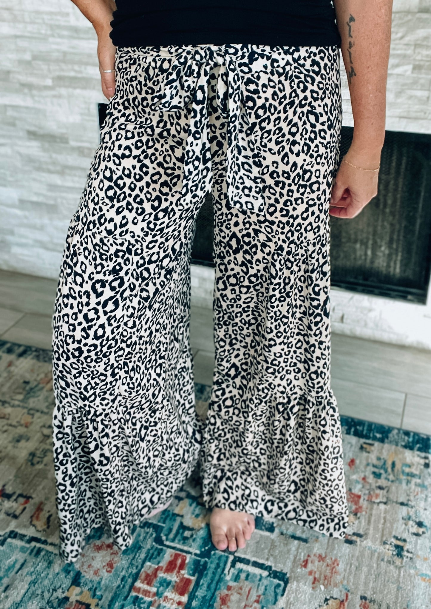 Leopard Print Palazzo Pants - Size Med