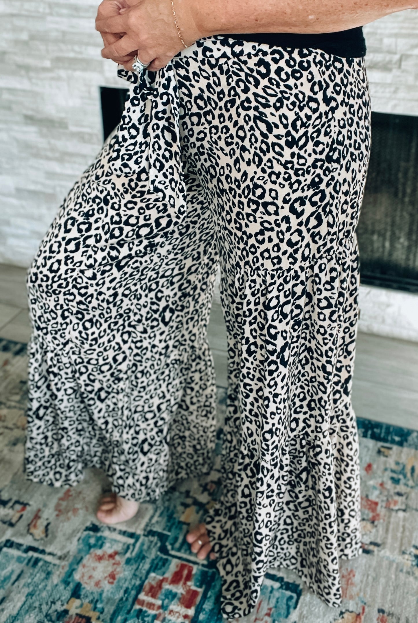 Leopard Print Palazzo Pants - Size Med