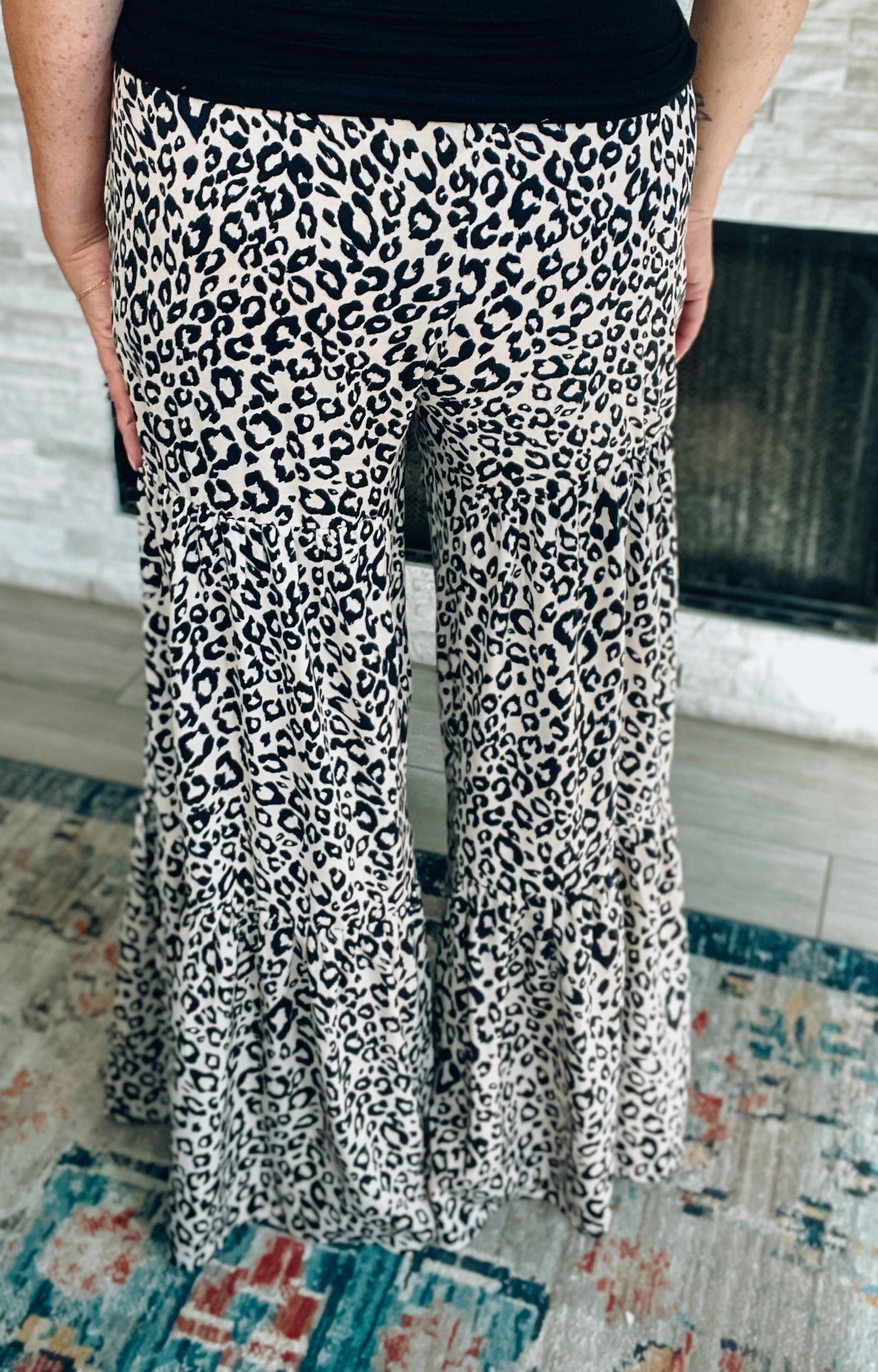 Leopard Print Palazzo Pants - Size Med