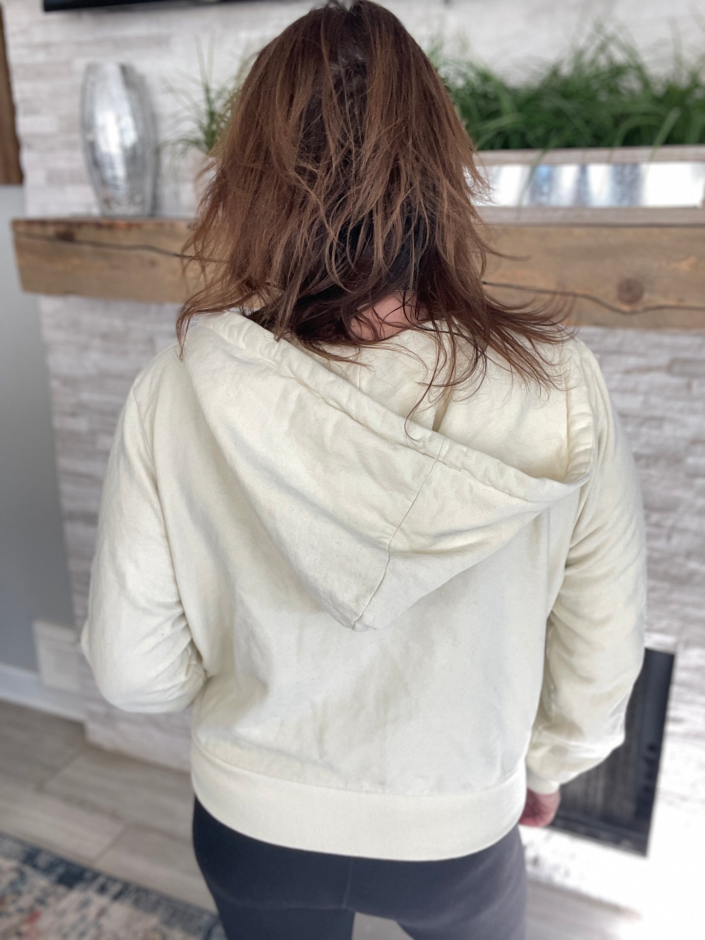 By Together Cream Rainbow Zip Up Hoodie - Size Med