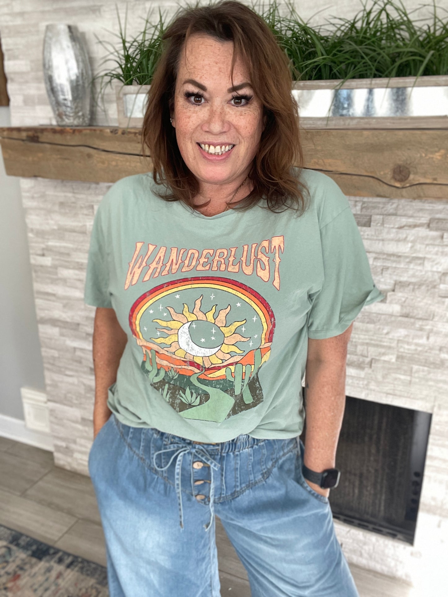 Wanderlust Oversized Tee - Size Medium