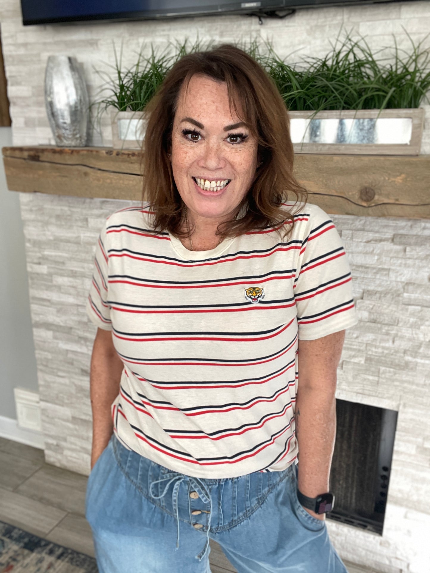 BROOKLYN Clothing Mfg.Co Striped Tiger Tee - Size Large