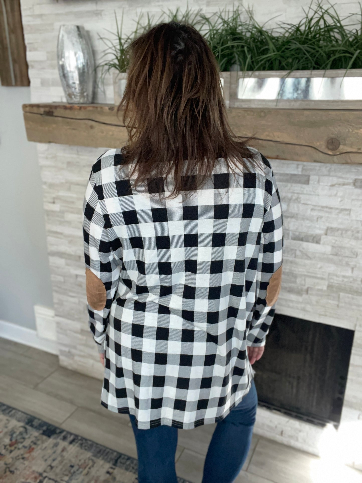 Black & White Buffalo Plaid Cardigan - Size M/L