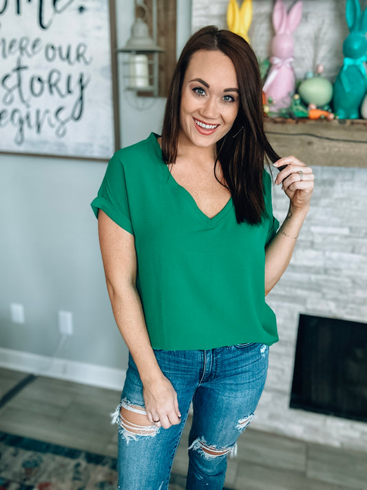Kelly Green Boxy Top - Size Medium