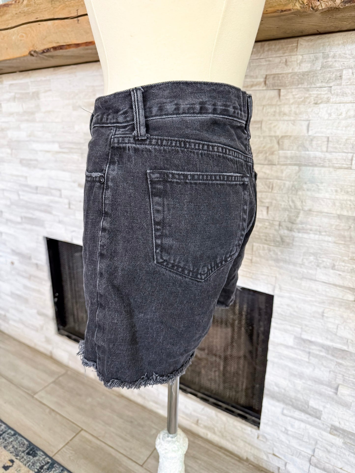 Black Frayed Hem Shorts by JBD - Size Med
