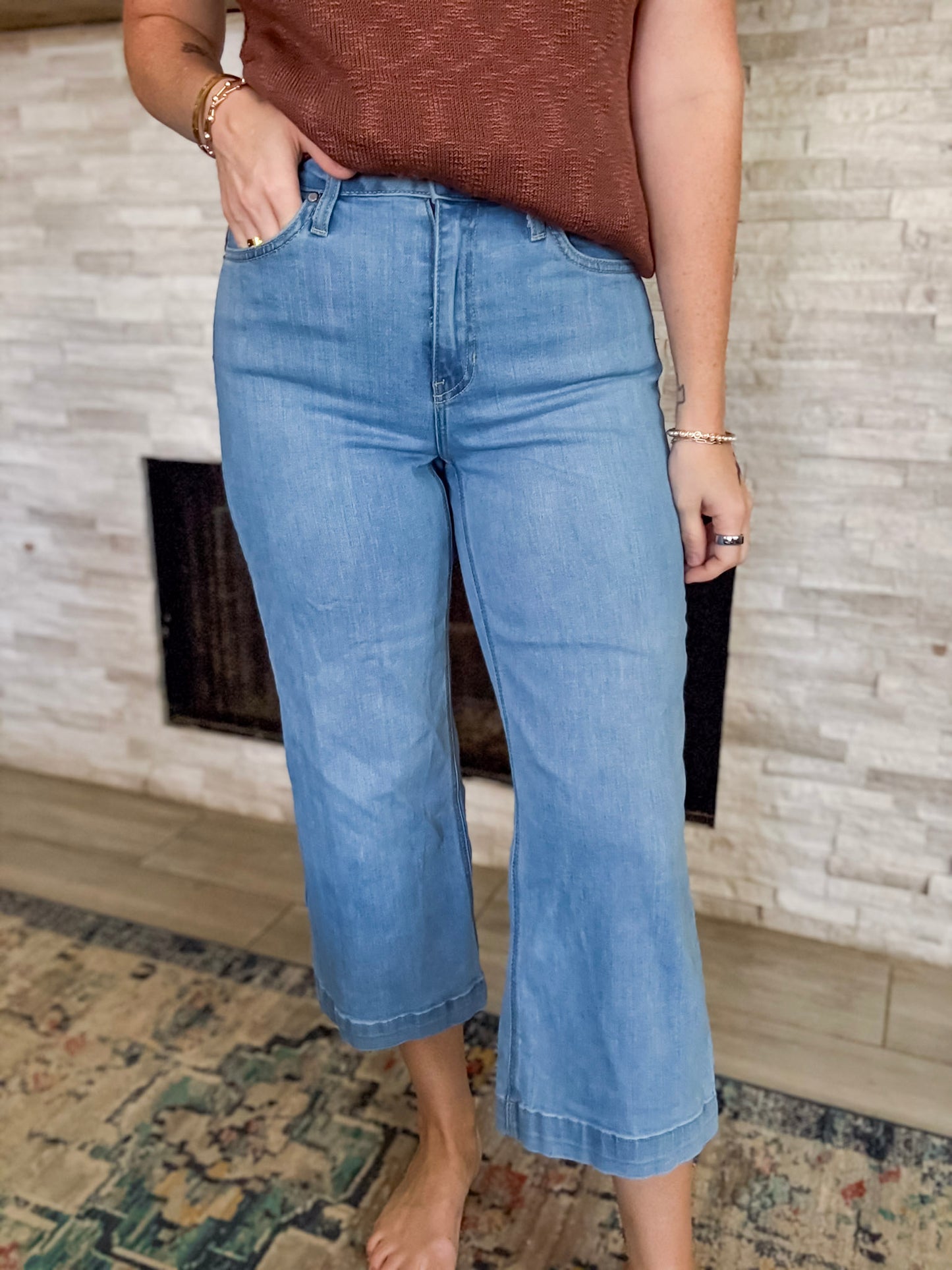 Cropped Wide Leg Jeans by Just Black Denim - Size 26