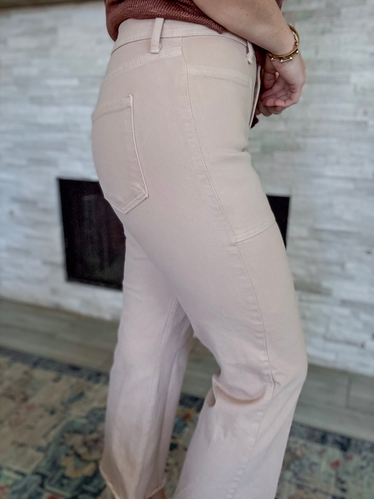 High Rise Utility Wide Leg Jeans Clay Color by Just Black Denim - Size 26