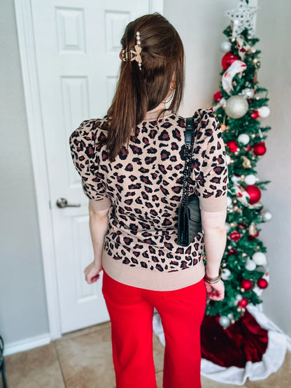 Leopard Short Sleeve Sweater Top NWT - Sizes Small and Large
