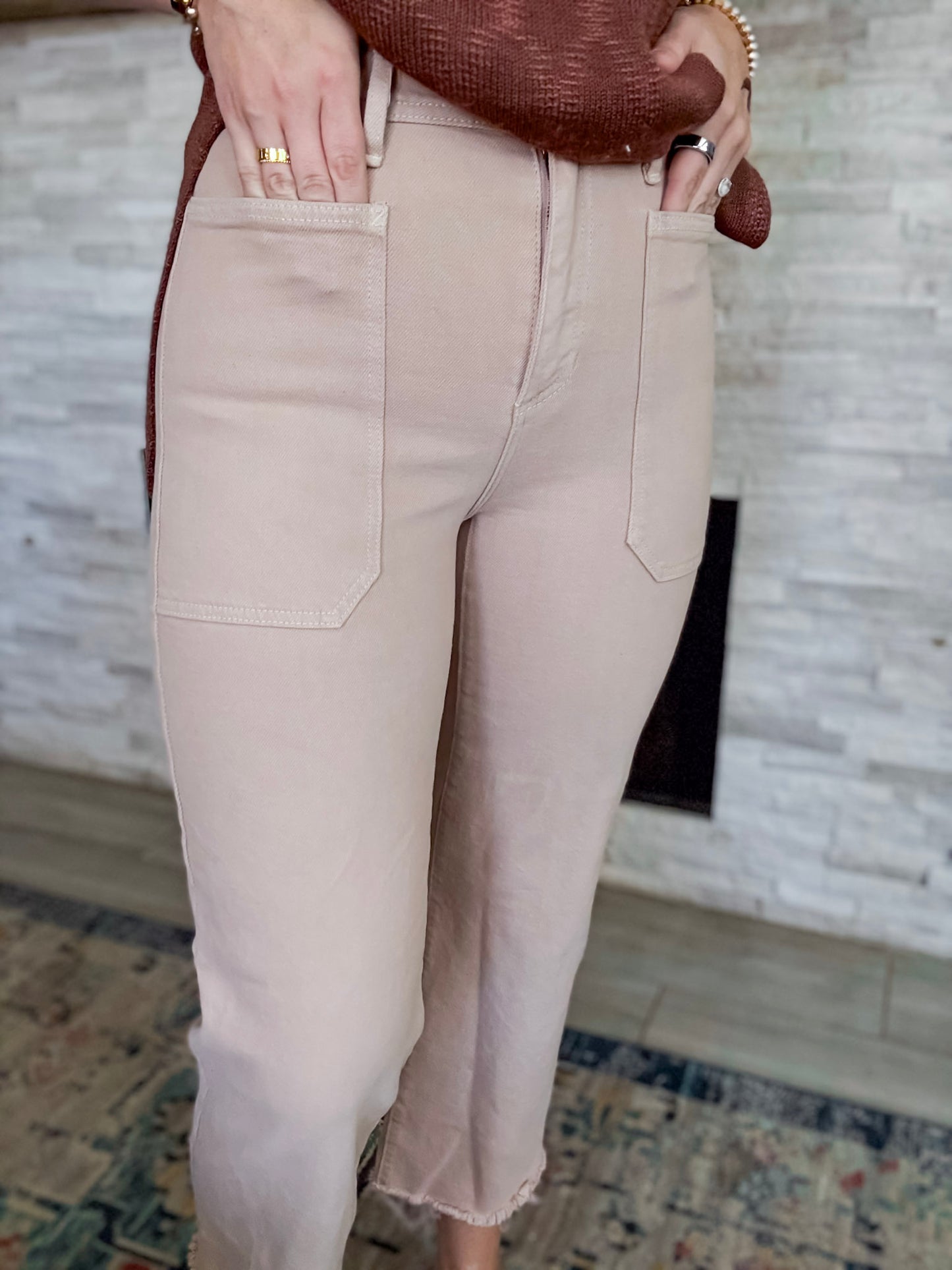 High Rise Utility Wide Leg Jeans Clay Color by Just Black Denim - Size 26