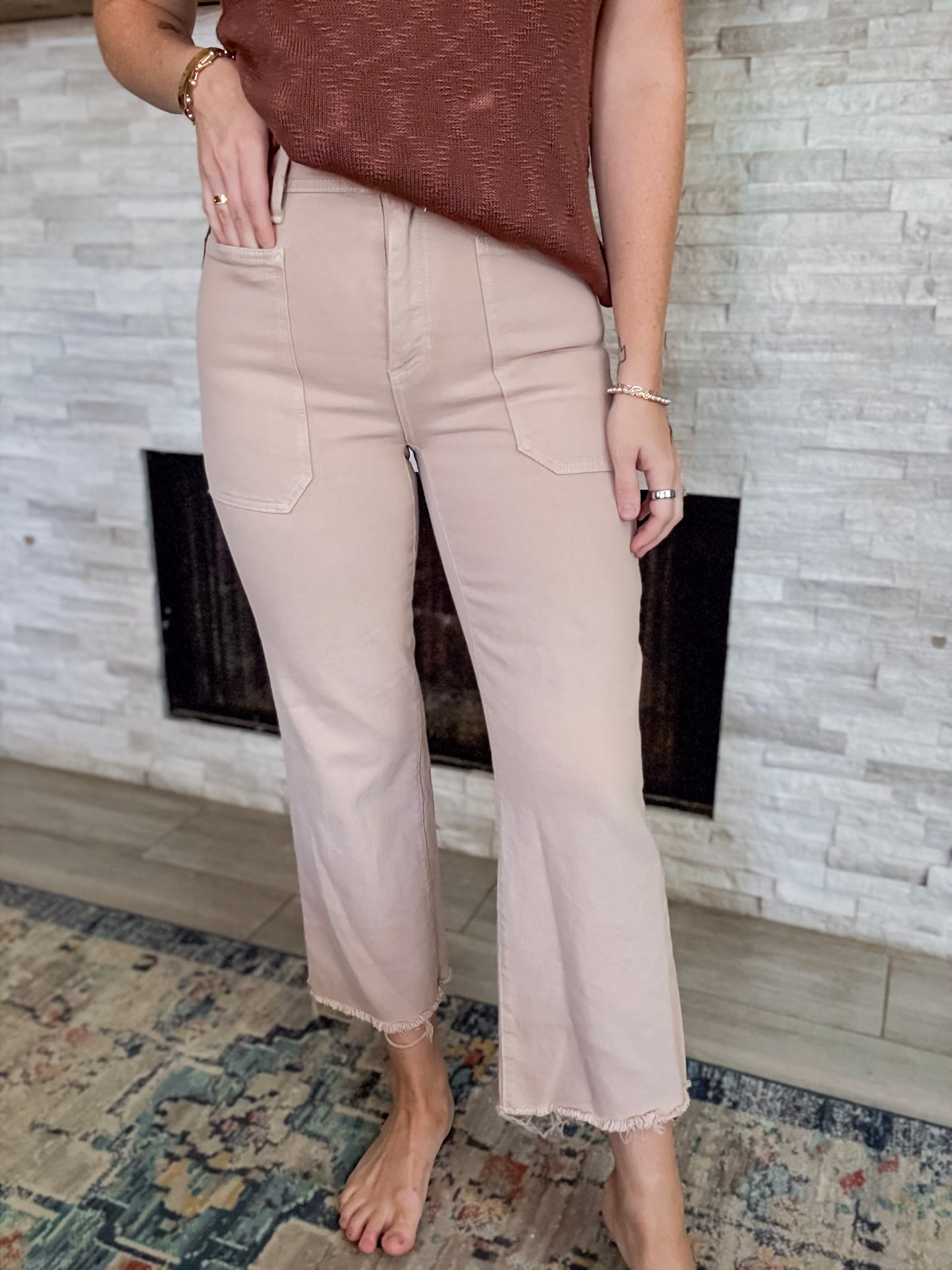 High Rise Utility Wide Leg Jeans Clay Color by Just Black Denim - Size 26