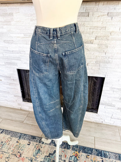Baggy Barrel Jeans Dark Denim by Listicle - Size XS