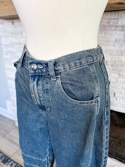 Baggy Barrel Jeans Dark Denim by Listicle - Size XS
