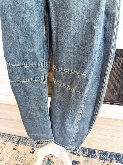 Baggy Barrel Jeans Dark Denim by Listicle - Size XS