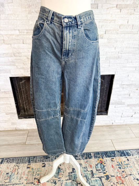 Baggy Barrel Jeans Dark Denim by Listicle - Size XS
