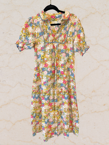 Umgee Floral Smocked Babydoll Midi Dress