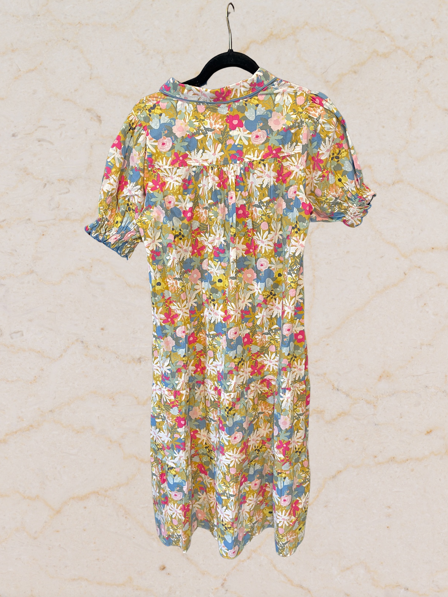 Umgee Floral Smocked Babydoll Midi Dress