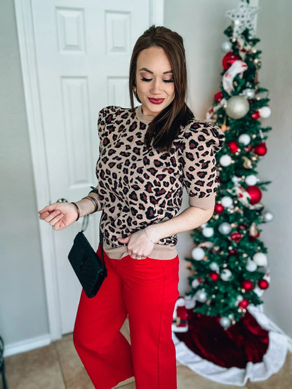 Leopard Short Sleeve Sweater Top NWT - Sizes Small and Large